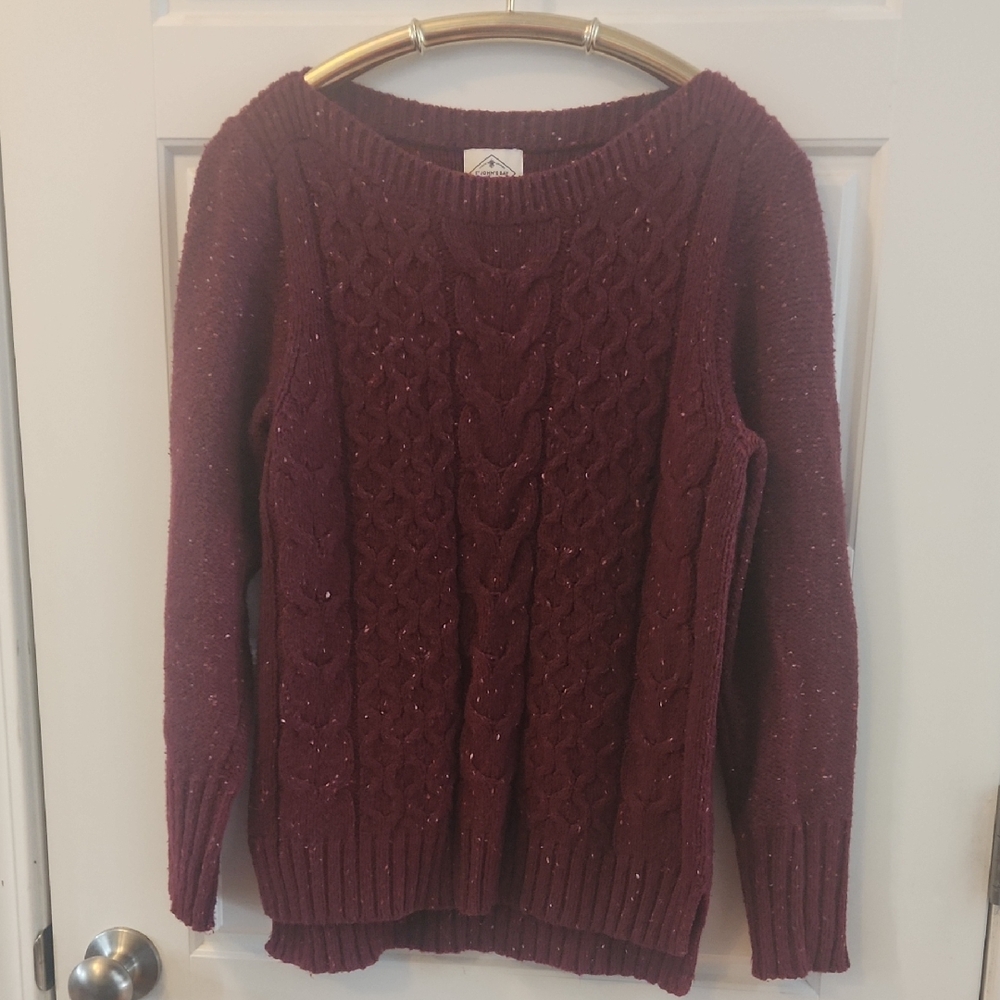 St. John's Bay Maroon Comfy Cable Knit Sweater Sz L